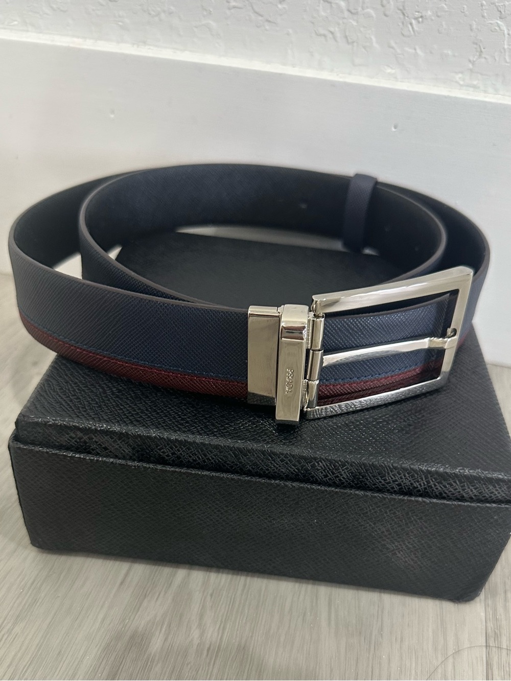 Prada Men’s Navy Blue Belt
